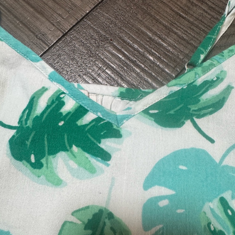 J Crew Tropical Leaf Pattern Spaghetti Strap Tier… - image 5